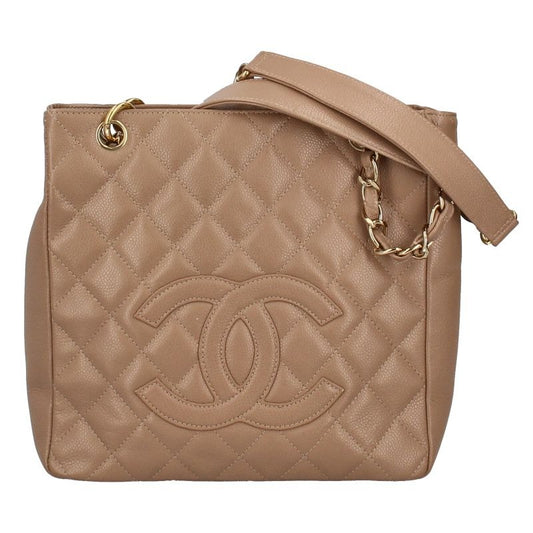Chanel Petite Shopping Tote PST Caviar Leather Beige