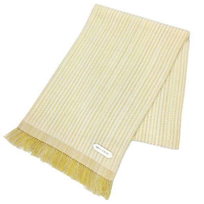 Hermes Leather Patch Scarf Wavy Double Face Cashmere Yellow