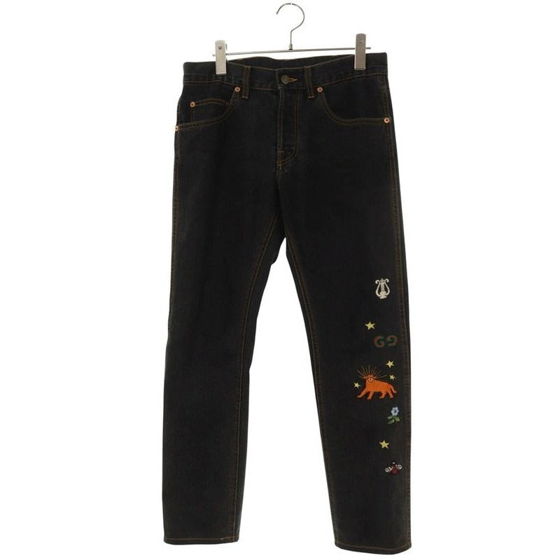 Gucci Animal Logo Embroidery Denim Pants 30 Inch