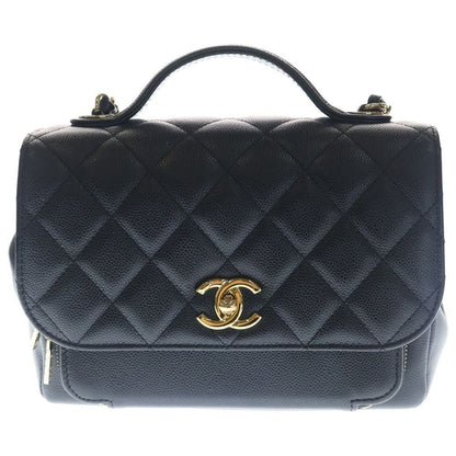 Chanel Affinity CC Logo Caviar Leather 2-Way Chain Shoulder Bag Black