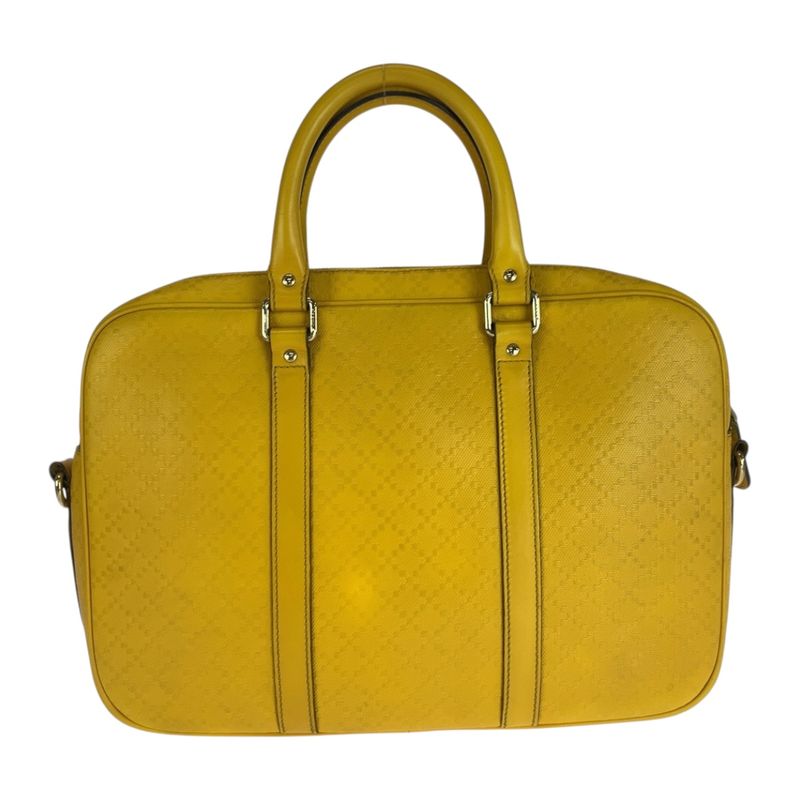 Gucci Diamante Yellow Silver Hardware Leather 344357 Business Bag Briefcase