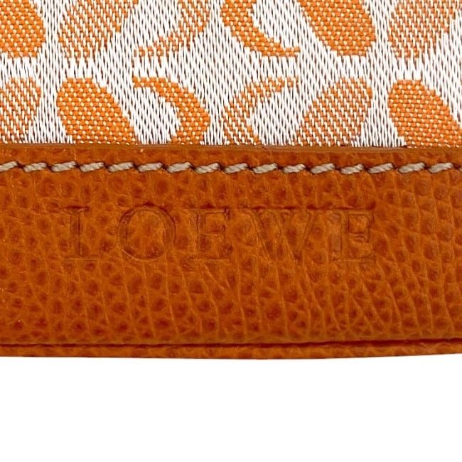 Loewe Coin Case Orange Anagram Purse Canvas Leather — view 4