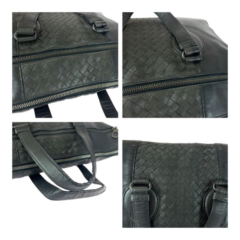Bottega Veneta Intrecciato Black Silver Hardware Leather Business Bag Briefcase