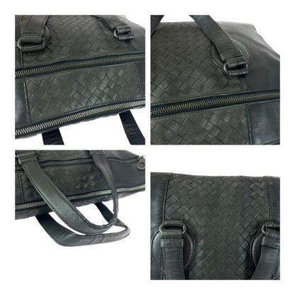 Bottega Veneta Intrecciato Black Silver Hardware Leather Business Bag Briefcase
