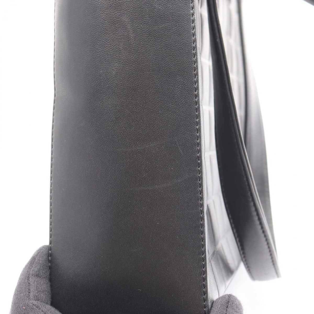 Chanel Tote Bag Chocolate Bar Black Lambskin Choco — view 10