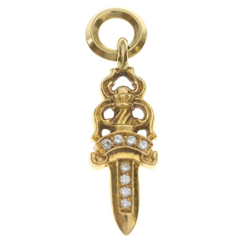 Chrome Hearts 22k 5 Dagger P Dia 5 Charm Pave Diamond Pendant Top Gold
