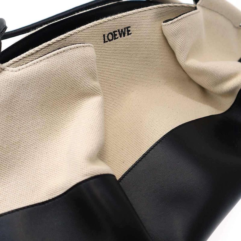 Loewe Paseo Bag XL Paseo Bag Shiny Napa Calf and Canvas Black White