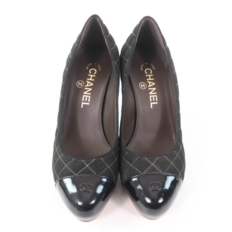 CHANEL G28759 Coco Mark Matelasse Quilted Pumps Black 36.5 With Box And Storage