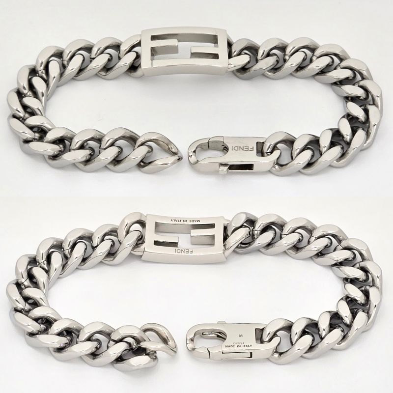 Fendi Baguette Bracelet M 19.5cm (7.68in) Long Silver-colored Palladium-polished