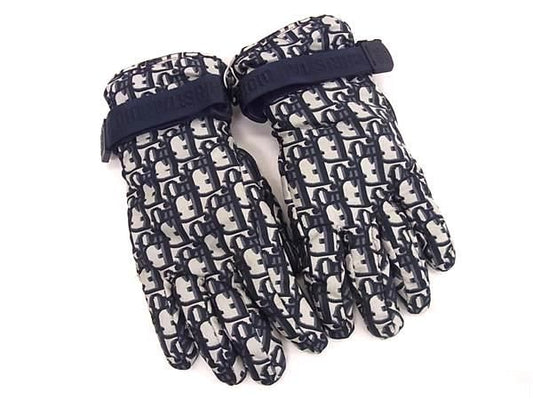Christian Dior Christian Dior Trotter 100% Polyester Gloves Size S Navy Av8785