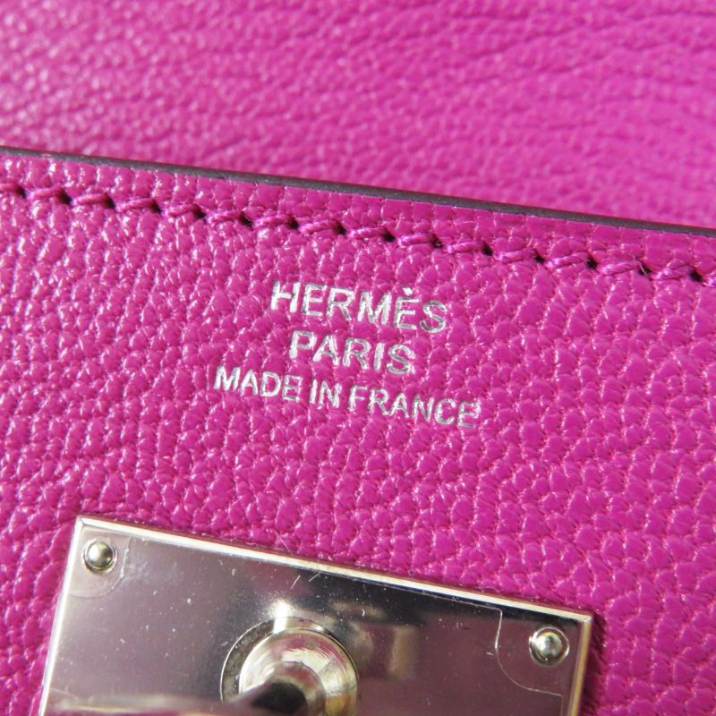 Hermes Kelly Wallet Rose Purple Silver Hardware Chevre Long Wallet / Long