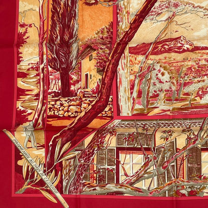 Hermes Promenade Au Pays De Cezanne Country Of Cezanne Carre 90 Silk Scarf