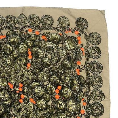 Chanel Scarf Silk Coin Pattern Chain Brown — view 3