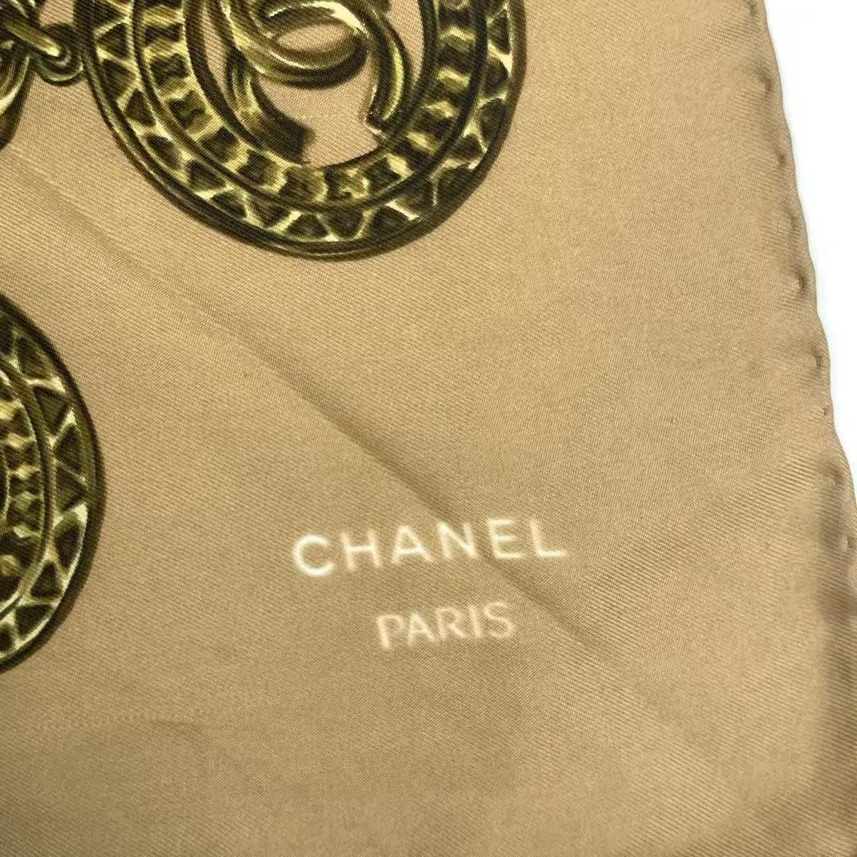 Chanel Scarf Silk Coin Pattern Chain Brown — view 6