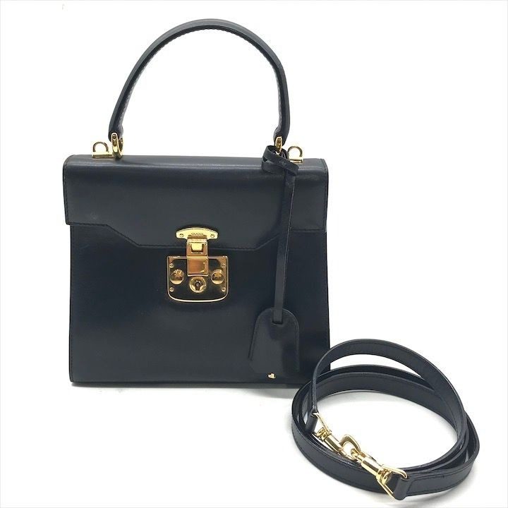 Gucci Ladylock Leather 2-Way Bag Navy Gphardware Bag
