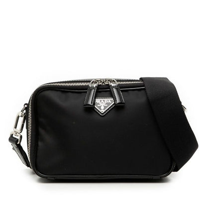 Prada Triangle Logo Re-Nylon Shoulder Bag Black Nylon Patent