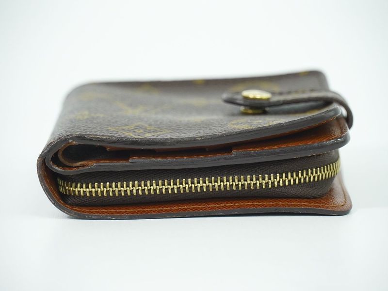 Authentic Louis Vuitton LV Compact Zip Monogram Fold Wallet Brown M61667