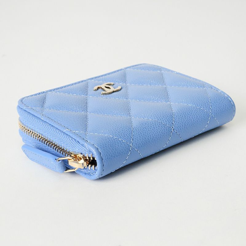 Chanel Coin Case Classic ZIP COIN Purse Light Blue