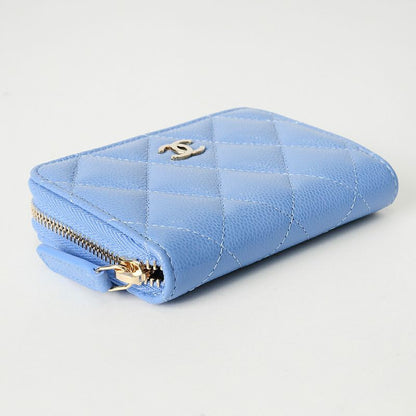 Chanel Coin Case Classic ZIP COIN Purse Light Blue