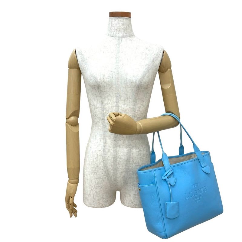 Loewe Heritage Logo Shape Pressed Leather Tote Bag Handbag