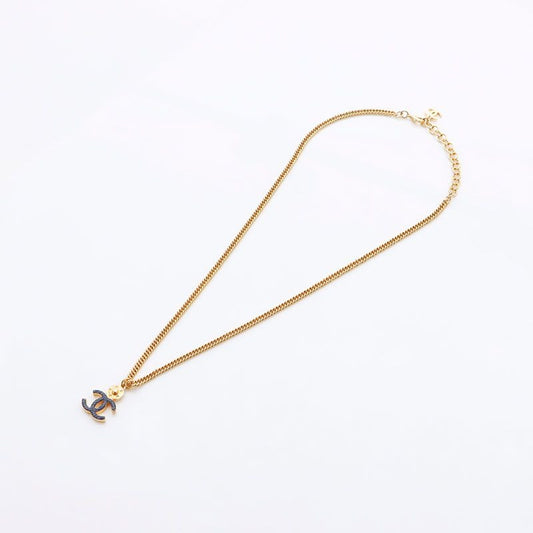 Chanel Necklace CC Logo Star Gold Blue