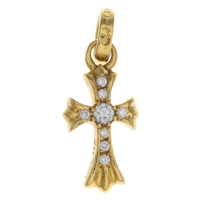 Chrome Hearts 22k Crs Bbyfat P Dia Baby Fat Cross Pave Diamond Pendant Top Gold
