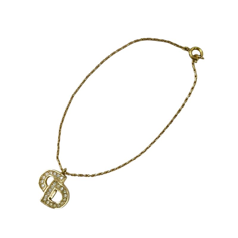 Christian DIOR Bracelet Plated Metal Plated Metal CD Rhinestone Gold