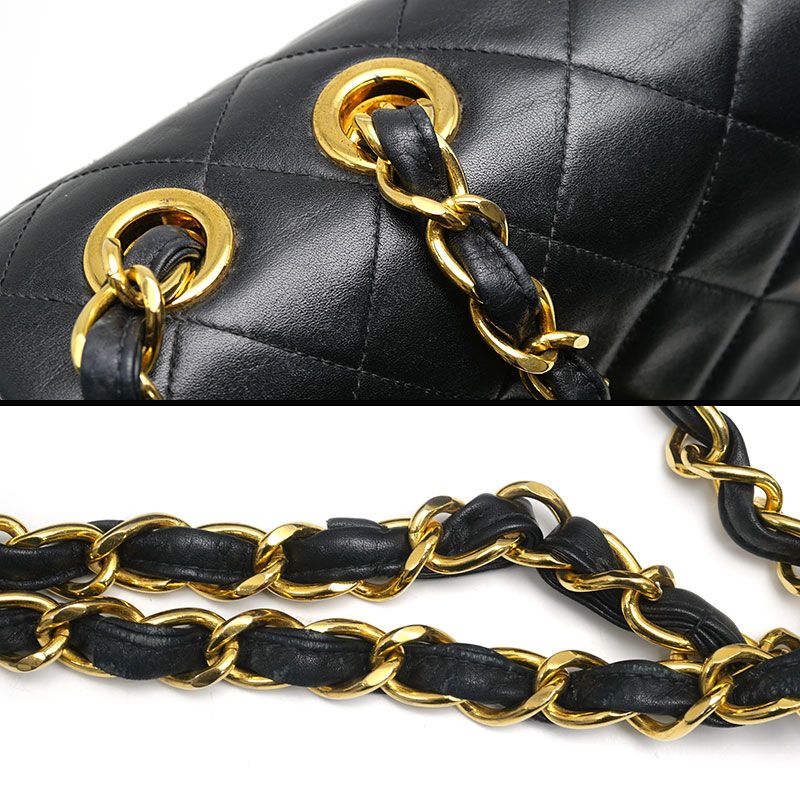Chanel Matelasse 34 Chain Shoulder Bag Decamato Black Leather