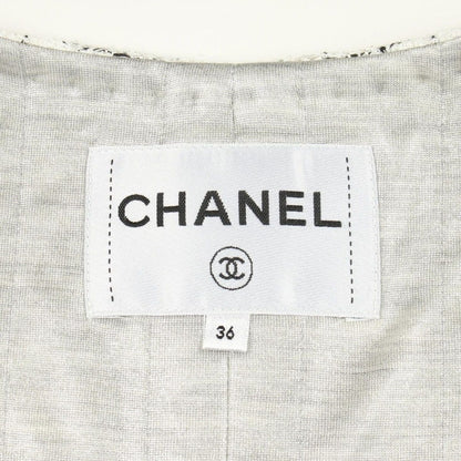 Chanel Check Tweed White Silk Coat — view 3