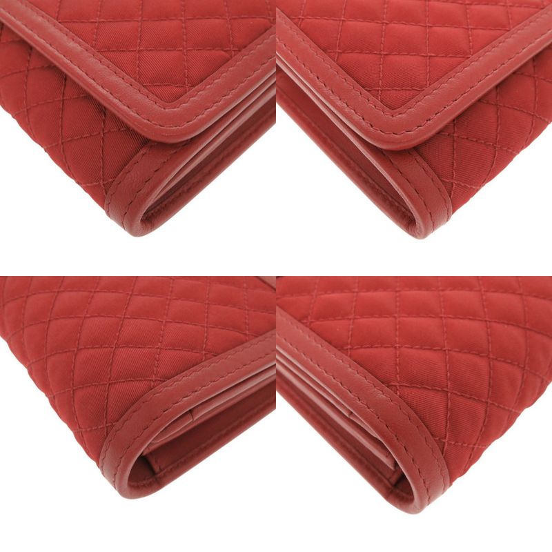 Prada 1m1437 Nylon Leather Red Shoulder Wallet Long Wallet Red 1800 Prada
