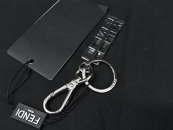 Fendi Key Holder Key Ring Bag Charm Women's Men's Silver Fr1701