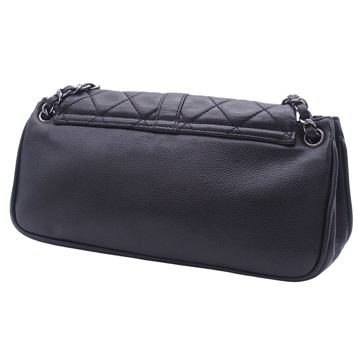 Chanel 2.55 Chain Shoulder Bag Black Silver Leather — view 2