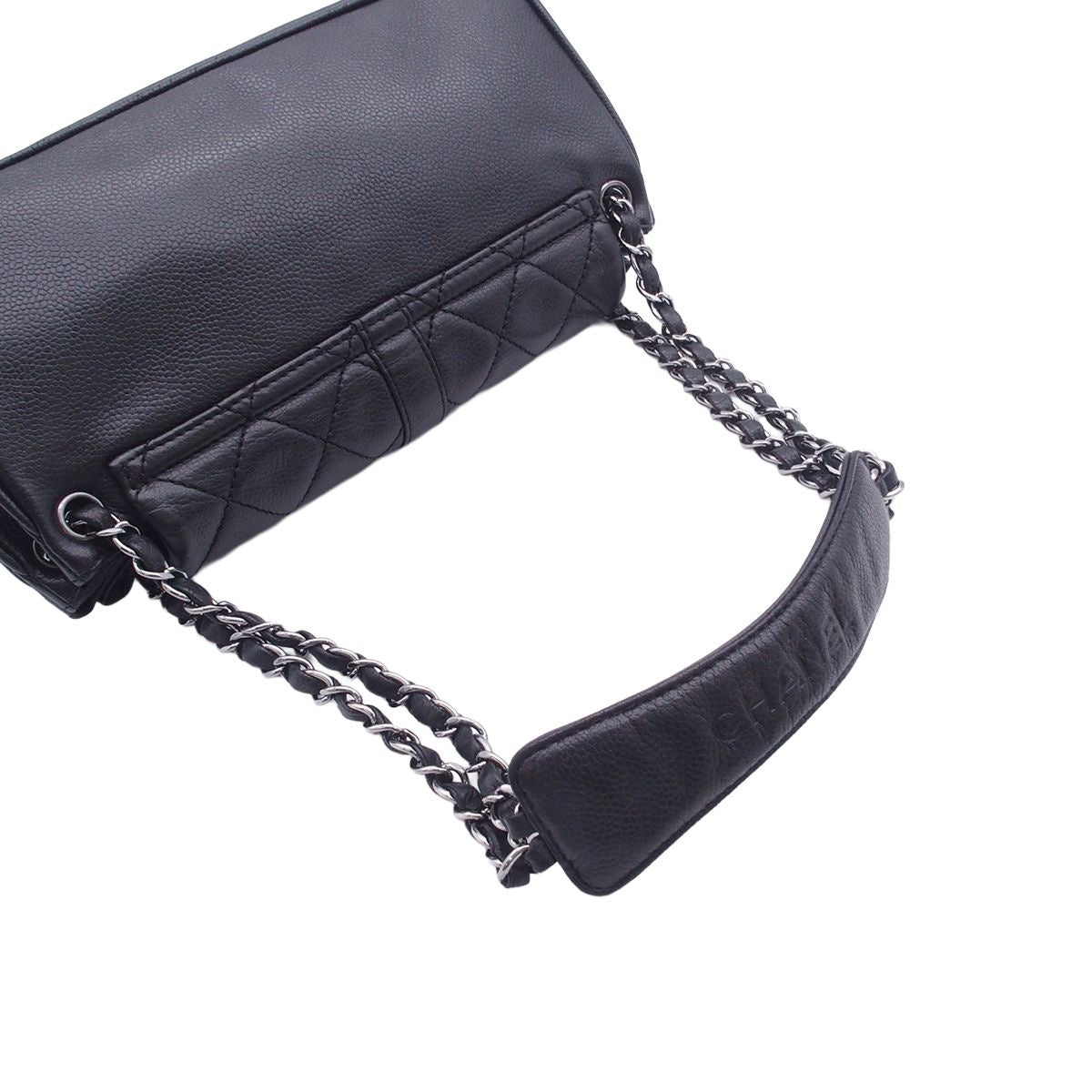 Chanel 2.55 Chain Shoulder Bag Black Silver Leather — view 4