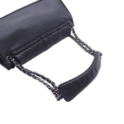 Chanel 2.55 Chain Shoulder Bag Black Silver Leather — view 4