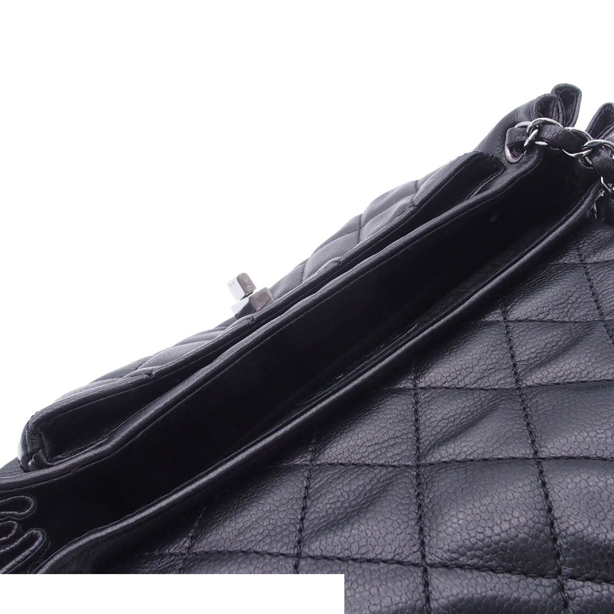 Chanel 2.55 Chain Shoulder Bag Black Silver Leather — view 5