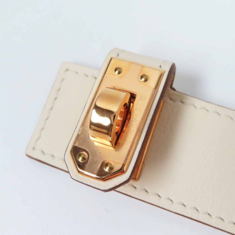 Hermes Kelly Twist PM Rose Gold Hardware Bracelet Swift Nata T2 B Engraved Box