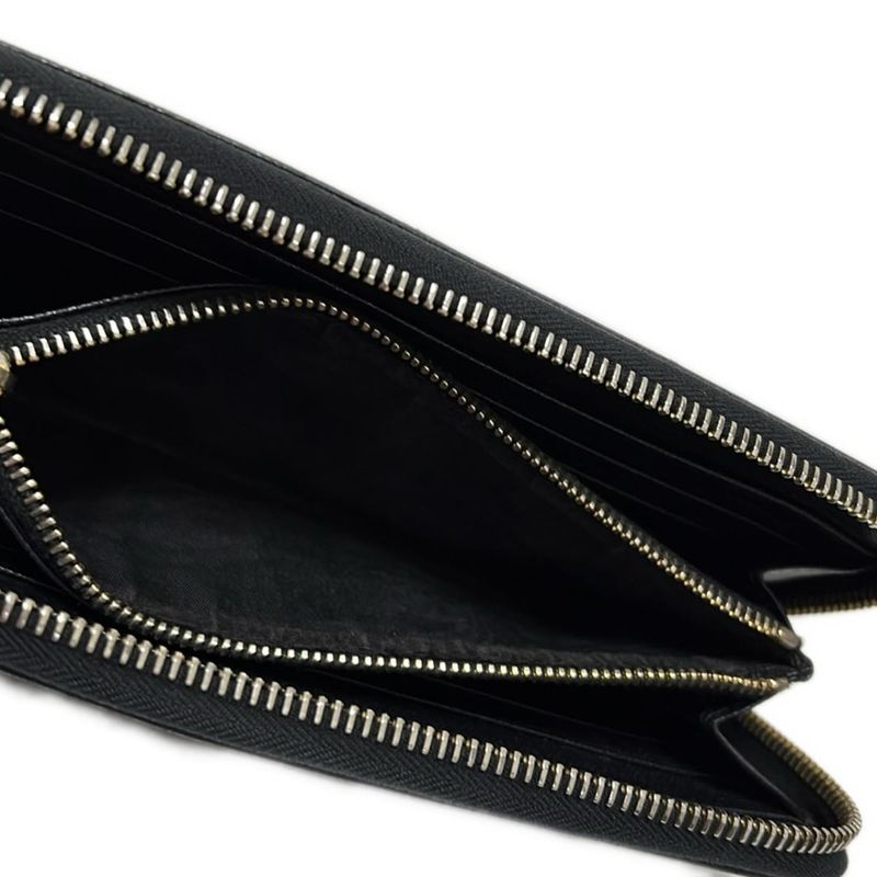 Prada Long Wallet - 1m0506 Black Round Zipper Leather