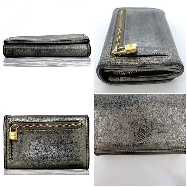 Loewe Fold Wallet Ec22896 Silver Anagram Vintage