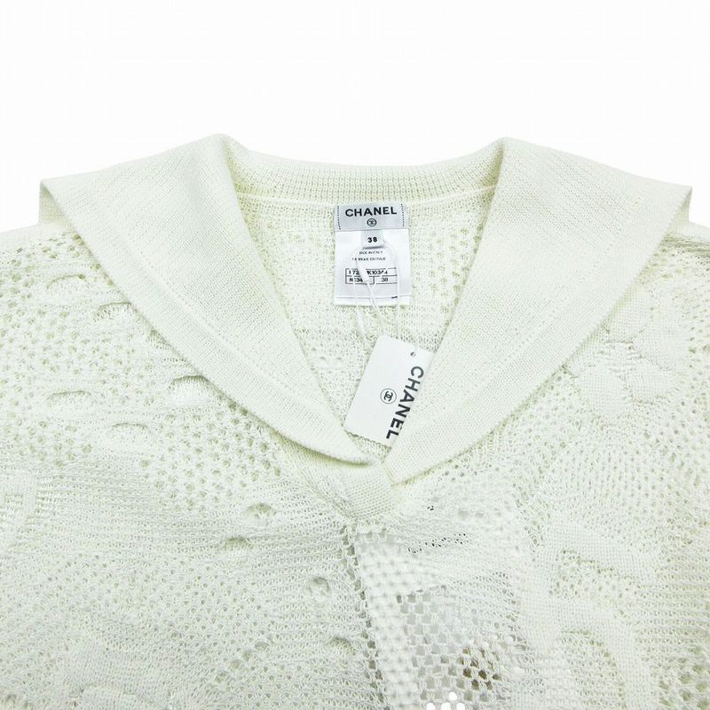 Chanel 22c Coco Mark Camellia Pullover Knit Sailor Collar P72031k10344 M