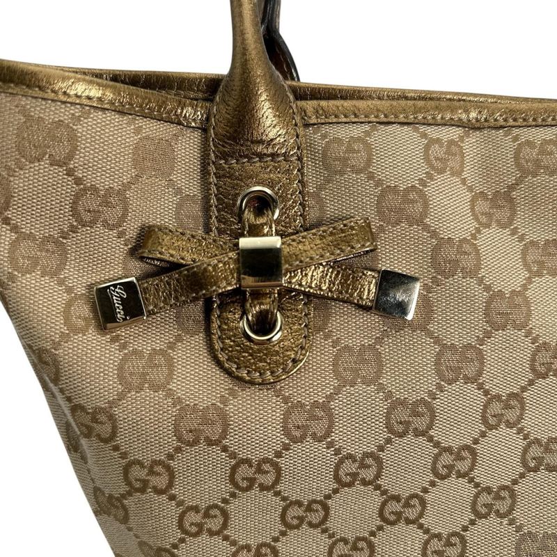 Gucci 181779 Handbag Canvas Tote Bag Gucci Beige