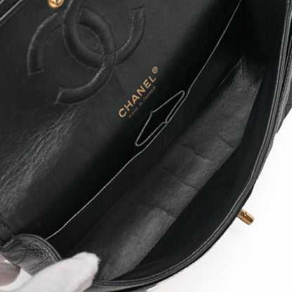 Chanel Chain Shoulder Bag Matelasse Double Flap 25 Caviar Skin Black (gold