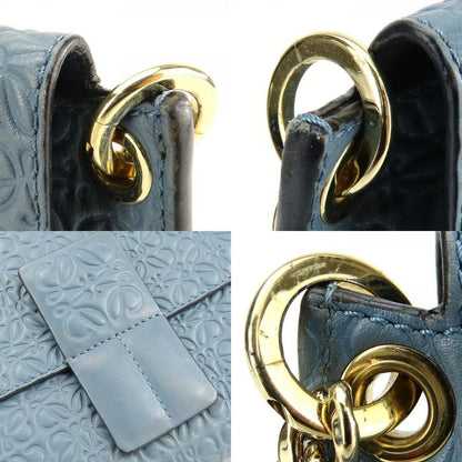 Loewe Shoulder Bag Anagram Leather Blue Gold Hardware Crossbody Chain Women