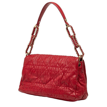 Dior Cannage Chain Shoulder Bag Handbag Red Leather Women's Dior
