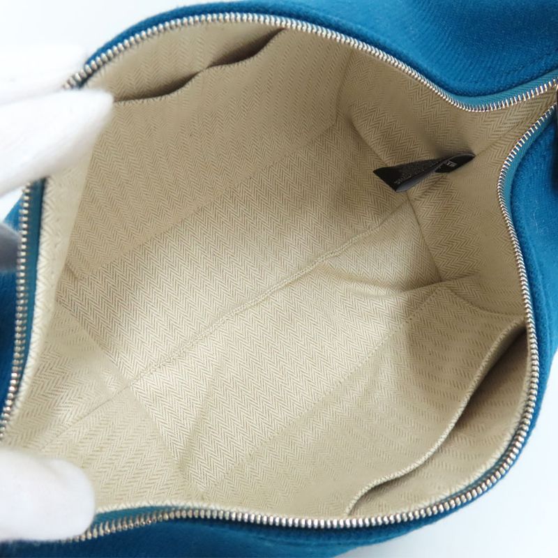 Hermes Brid A Black PM Cabas -le Bleu-paon Svhardware Wool Pouch