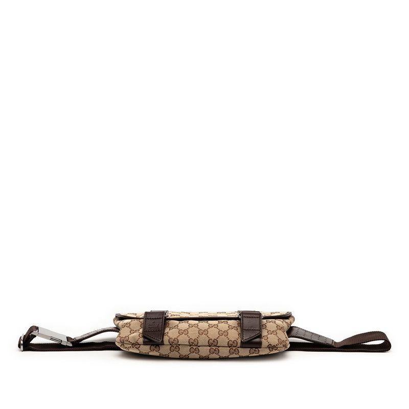 Gucci GG Canvas Body Bag Waist Bag 145851 Beige Brown Canvas Leather Ladies