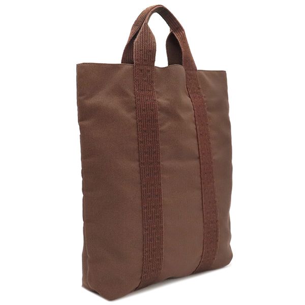 Hermes Tote Bag Her Line Cabas Canvas Brown Silver Hardware Brown