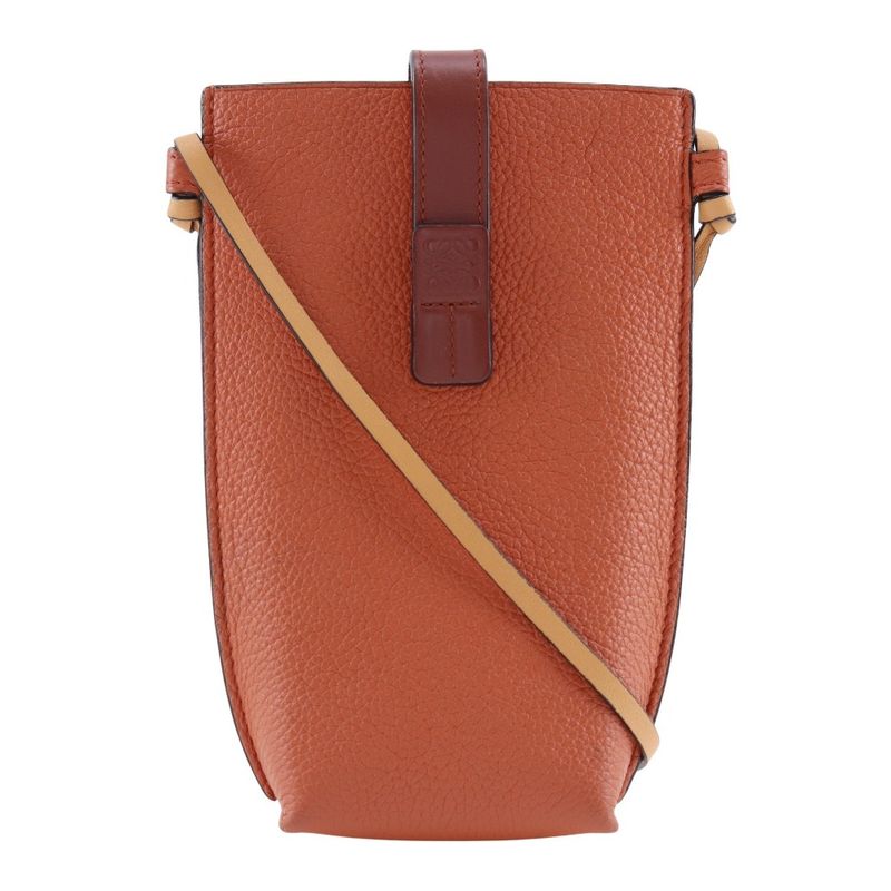 Loewe Pocket Shoulder Phone Pochette 124.12z45 6977 Leather Orange Women's