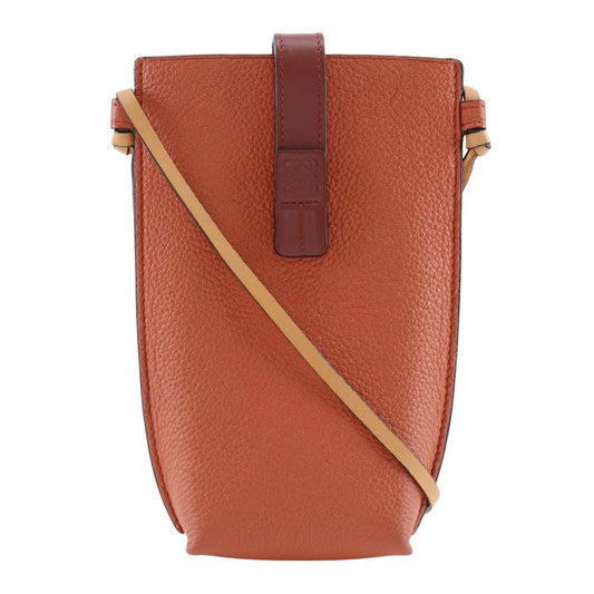 Loewe Pocket Shoulder Phone Pochette 124.12z45 6977 Leather Orange Women's