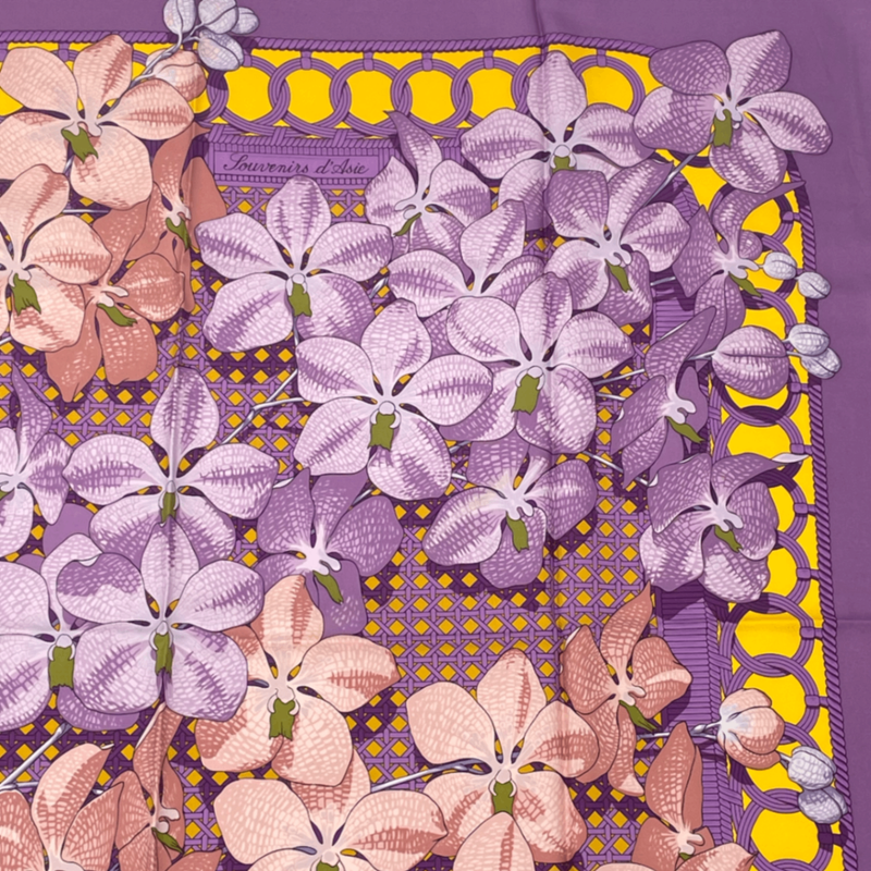 Hermes Scarf Carre 90 Floral Pattern Orchid Phalaenopsis Orchid Purple Touvenirs