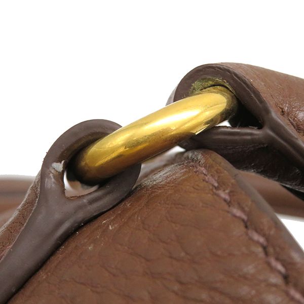 Prada 2way Bag Metal Logo Leather Paliss Andro Gold Hardware Brown Vitello Daino